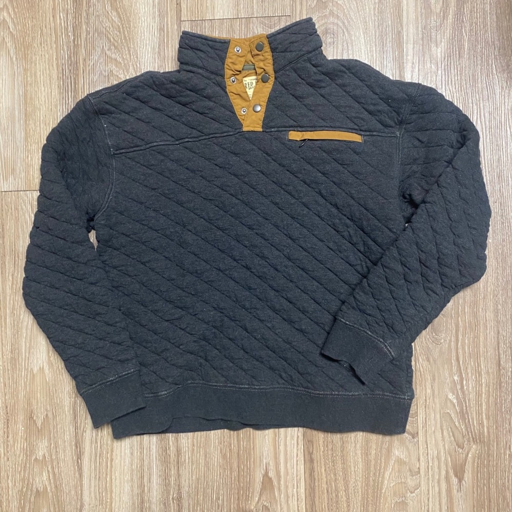 RedHead Brand Co Mens Quilted Quarter Snap Pullover Sweater Charcoal Gray Medium